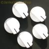 5 WHITE STOVE TYPE POTENTIOMETER OR ROTARY SWITCH KNOBS